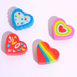Soododo gran oferta colorido regalo en forma de corazón hermoso lápiz <span class=keywords><strong>2D</strong></span> corazón goma borrador Oficina Topper Top - Product Image 6