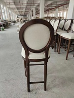 Tabouret de comptoir en tissu de lin de Style français, tabouret de Bar Vintage en chêne à dos rond
