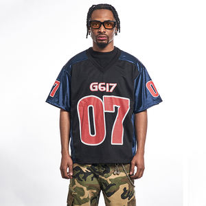 Maillot de football ample en coton 100 % personnalisé, motif lettres surdimensionnées, sérigraphie, tissu tricoté respirant et décontracté – Vente en gros - Product Image 3