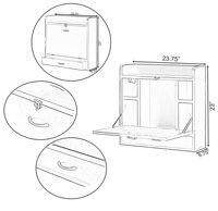 Bureau mural pliable noir, bureau pour ordinateur portable mural, table d'écriture avec étagères de rangement