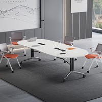 Table de conférence moderne en bois massif Mekia - Réglable, écologique, pliable, garantie 5 ans, 10 places, pour la maison/le bureau