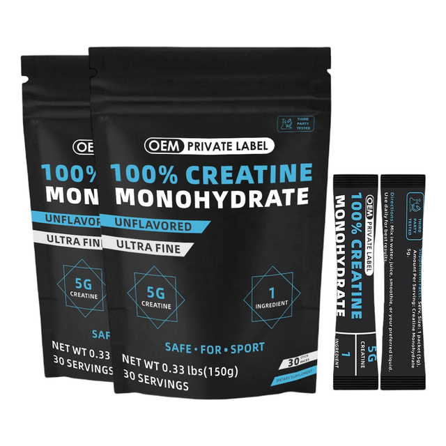 OEM 100% Creatine Monohydrate Powder Packets Pure Protein Creatine Powder Supplement Support Muscle Growth Strength Recovery