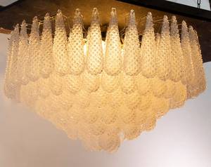 Lámpara de techo de cristal transparente de <span class=keywords><strong>Murano</strong></span> de varios pisos grande, lámpara de iluminación de gota de pétalos - Product Image 6