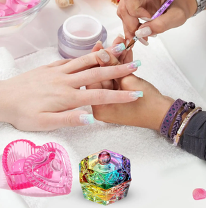 Bol en verre rose en forme de cœur pour poudre acrylique et liquide, avec couvercle, pour salon de manucure, outil de mélange pour nail art - Product Image 4
