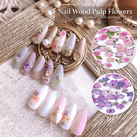 YUCAGCI Tranches de Nail Art 3D Florales en Pulpe de Bois Style Instagram, 18 Motifs, Décorations DIY, Vente Chaude