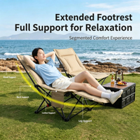 Chaise inclinable pliante rembourrée à 4 positions avec repose-pieds, portable, légère, moderne, pour pique-nique, camping, pêche, salon