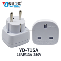 Adaptador de Enchufe de Latón YD-71SA 16A de la UE a Reino Unido, Tipo Schuko F a Tipo G con Obturador de Seguridad BS8546