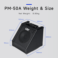 Amplificateur de batterie CSY PM-50A |   Contrôle du volume BT indépendant, entrée/sortie 6,35 mm, égaliseur 3 bandes |   50W RMS / 70W de puissance maximale |   Portable, Fabrication OEM