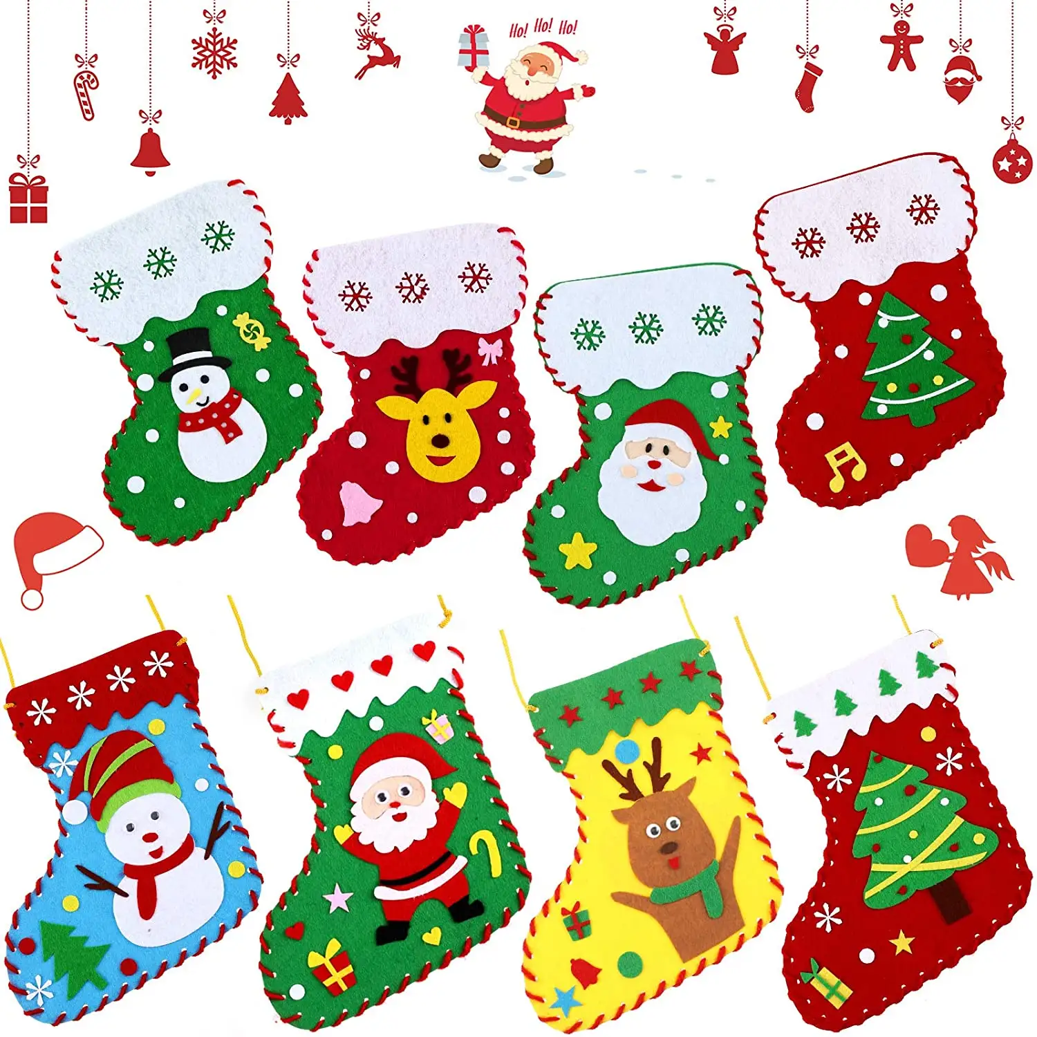 2021 Custom Christmas Felt Crafts Christmas Ornaments DIY Crafts Stocking Sewing Kits For Christmas Party