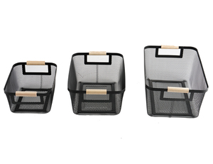 <span class=keywords><strong>Cestino</strong></span> in Rete Metallica Portatile Moderno Rettangolare con Manico per Giardino, Cucina, Dispensa e Picnic - Product Image 3