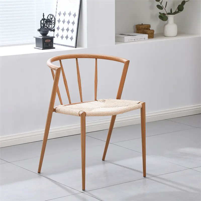 Vine Meal with Willow Chair Natural Vine Tavern Chair Armrests Metal Willow Chair Black and White