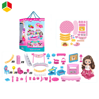 QS OEM&ODM Jouet de jeu d'imitation en plastique, Gâteau surprise avec lumières et musique, Poupées familiales, Jouets de maison d'imitation pour filles
