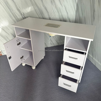 Table de manucure mobile en bois moderne avec plusieurs tiroirs et collecteur de poussière pour salon de beauté
