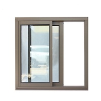 Ventana de vidrio deslizante resistente a impactos, marco de ventana de perfil de aluminio de doble acristalamiento, ventana corredera de aluminio
