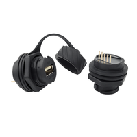 Konektor Kabel Tahan Air Lshitech Industrial M20.8mm USB 2.0 Male Female untuk Pengisian Daya dan Transmisi Data untuk Penerbangan