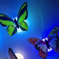 Autocollants muraux LED 3D papillon lumineux en PVC et acrylique pour chambre à coucher, décoration DIY, veilleuse, décoration festive - Vente chaude