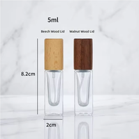 Bouteilles de parfum en verre en gros avec couvercle en bois, flacon de parfum portable, flacon d'échantillon cosmétique