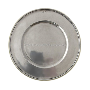 Plaque de chargement en métal, placage d'étain foncé, bordure perle, plaque de chargement, plats, assiettes - Product Image 6