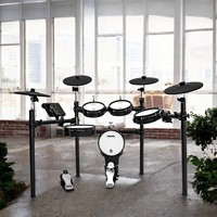 Batterie électronique professionnelle complète pour adultes avec grosse caisse et kit d'entraînement à la percussion en acier – Batterie électronique