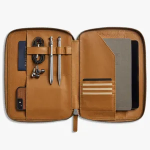 A4ラップトップケースレザーTech Portfolio Organiser document Folder for Tech Devices、Passport、Smartphone、Tablet