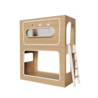 Lit superposé moderne en forme de capsule spatiale avec échelle, en bois écologique, pour chambre d'enfant, crèche, garderie