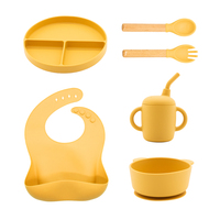 Ensemble de vaisselle pour bébé en silicone sans BPA avec ventouse, comprenant bavoirs, bols, assiettes, fourchettes et cuillères, de qualité alimentaire, en coffret cadeau
