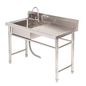 Portable Stainless Steel Utility Sink Work <strong>Table</strong> Storage Shelf Outdoor Garden Kitchen Sink Camping/RV/Cabin <strong>Washroom</strong> Farmhouse - Product Image 2