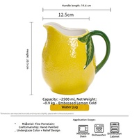 Mug de voyage créatif en céramique haute température, style américain, pour la maison, avec motif citron peint à la main, 401-500ml, pot à eau