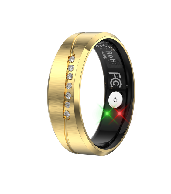 Vibration Motor Diamond HR05 Smart Ring for Men Women 20mAh Stainless Steel IP68 Waterproof Heart Rate Oximetry Blood Pressure
