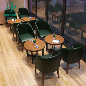 Gran oferta, mesa redonda de madera para <span class=keywords><strong>comida</strong></span> rápida personalizada, silla de cuero para café, cabina verde, banco, asientos, restaurante, juegos de muebles comerciales - Product Image 2
