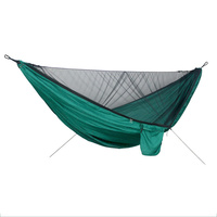 Hamac de camping extérieur double en parachute, hamac en nylon avec maille haute densité pour éviter les moustiques