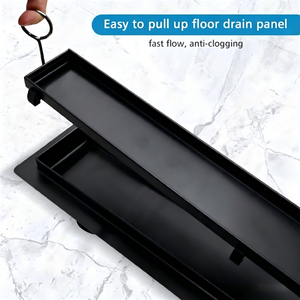 Caniveau de douche linéaire anti-odeur pour salle de bain, couvercle invisible moderne à insérer dans les carreaux, drain de <span class=keywords><strong>sol</strong></span> rectangulaire pour hôtel - Product Image 4