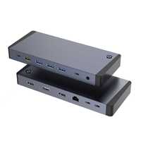 Station d'accueil Thunderbolt 4 en alliage d'aluminium 14 en 1 Triple 4K60Hz 2 DP 1 HDTV 100W PD 10Gbps USB-C Gigabit LAN 3.5MM Audio&Mic
