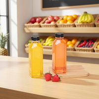 Vierkante transparante plastic fles voor melkthee en sap met lekvrij deksel, herbruikbaar voor fruittheewinkels en thuisgebruik