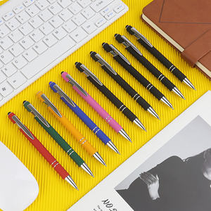 Stylo à bille en aluminium promotionnel le moins cher avec écran tactile en caoutchouc souple, logo personnalisé bon marché pour télé<span class=keywords><strong>phone</strong></span>, stylo à bille - Product Image 1