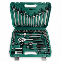 Jeu de clés à douilles à cliquet 61 pièces 72 dents en acier au chrome-vanadium, kit de réparation avec mallette rigide pour automobile, vélo, moto
