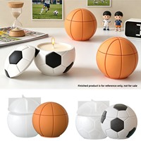 Grenzüberschreitende neue lebensmittelechte Silikon-Handform für DIY-Explosionen im Sport-Stil: Fußball-Basketball-Aufbewahrungsdose, Kerzenbecher