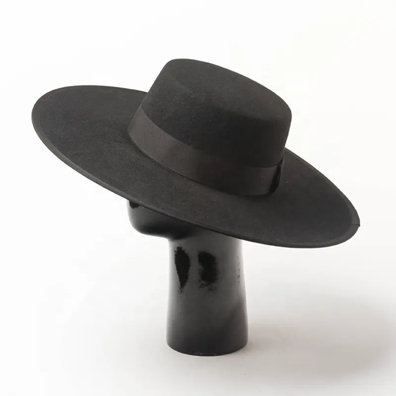 Moda trendi Unisex kadınlar bayanlar sonbahar kış yün keçe siyah şapka Fedora geniş şapka butik