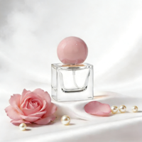 Échantillons en gros de petite taille 18 ml, flacon pulvérisateur de parfum mini vide en verre carré à sertir, rose, avec écran sérigraphié givré