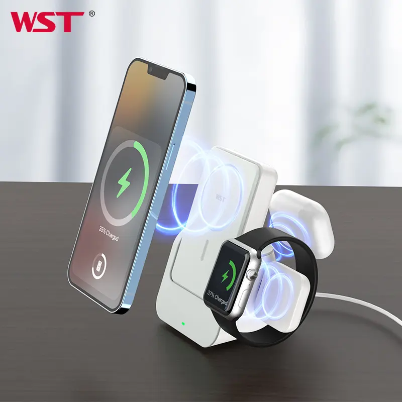 Wst sạc không dây banco de potencia portatil sạc nhanh ngân hàng điện Điện thoại không dây 10000mAh ngân hàng điện với Dock trạm