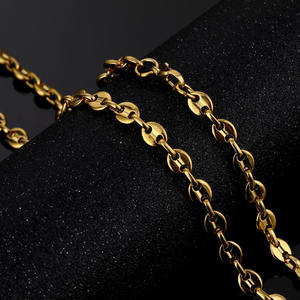 Bijoux plaqués en forme <span class=keywords><strong>de</strong></span> nez <span class=keywords><strong>de</strong></span> cochon, collier en grains <span class=keywords><strong>de</strong></span> <span class=keywords><strong>café</strong></span>, <span class=keywords><strong>chaîne</strong></span> en <span class=keywords><strong>or</strong></span> 316L en acier inoxydable pour hommes, colliers XR, taille personnalisée - Product Image 2