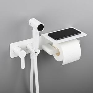 Bidé de Pared con Rociador de Mano <span class=keywords><strong>para</strong></span> Mujer, Elegante, de Latón Blanco, con Dispensador de Toallas de Papel - Product Image 2