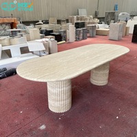 Table de salle à manger en marbre HZX personnalisable, moderne, en pierre naturelle polie, ovale, pour cuisine, salle de bain, villa, imperméable, écologique, durable
