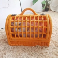 Sac de transport pour animaux de compagnie en rotin indonésien tressé, respirant, sac à dos à bandoulière unique, sac de voyage pour chat, capacité de 7,5 kg, cage pour animaux de compagnie entièrement faite à la main