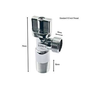 Robinet d'arrêt d'eau froide moderne en zinc chromé pour lavabo et toilettes, raccord 1/2''x 1/2'', pour salle de bain - Product Image 1