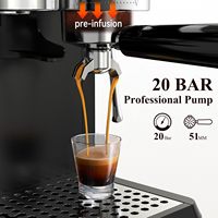 Machine à expresso avec moulin intégré, 20 bars, cafetière tout-en-un avec mousseur à lait, fonction cold brew, 30 réglages de mouture