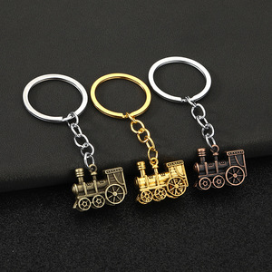 Porte-clés en métal en forme <span class=keywords><strong>de</strong></span> train, locomotive à vapeur, bijou pendentif mode pour hommes et femmes, cadeaux punk rock - Product Image 1