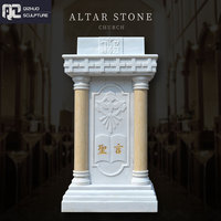 Precio de fábrica Iglesia Católica Decoración religiosa Tallada a mano Altar de mármol blanco y mesa de púlpito