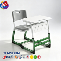 Ensemble bureau et chaise réglables en hauteur pour étudiants, design stable et sûr, mobilier d'étude professionnel pour salle de classe