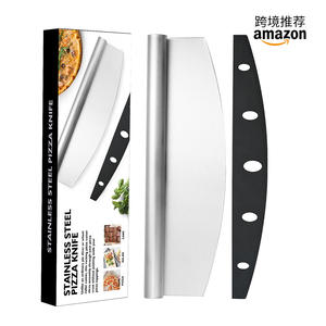 Stainless Steel <b>Pizza</b> Cutter <b>Slicer</b> With Half Circle Edge Trimmer For Pasta Baking Multi Functional Kitchen Tool - Product Image 2
